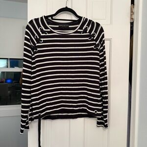 Generation Love Black and White Striped Top